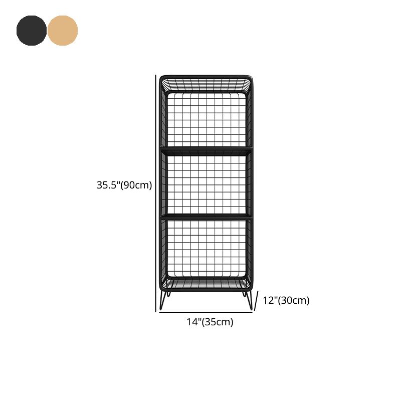 Glam Iron Standard Bookshelf Gold and Black Vertical Bookcase for Bedroom