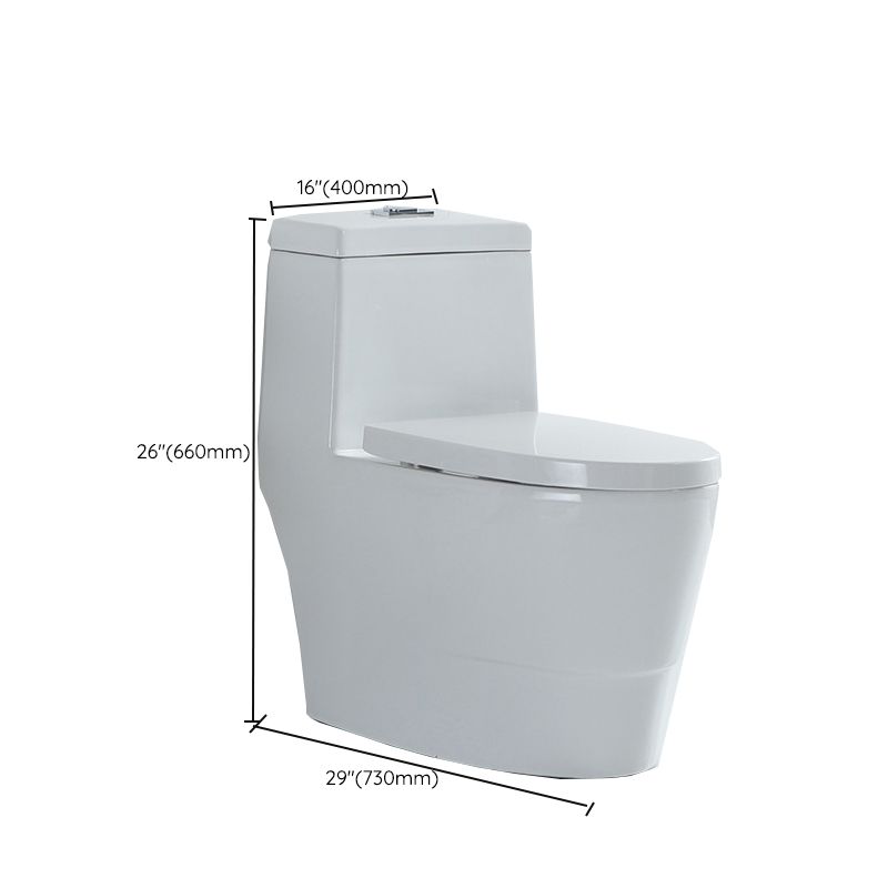 Traditional Ceramic Flush Toilet 1-Piece Toilet Bowl for Bathroom