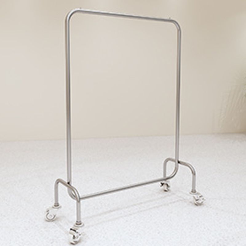 Industrial Style Metallic Coat Hanger Free Standing Coat Rack with 4 Wheels