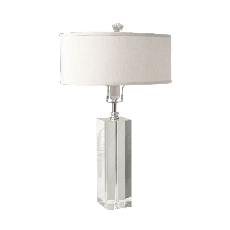 Tavolo da rettangolo bianco luce rurale cristallo rurale 1 luce da letto leggera lampada notturna con tonalità in tessuto rotondo