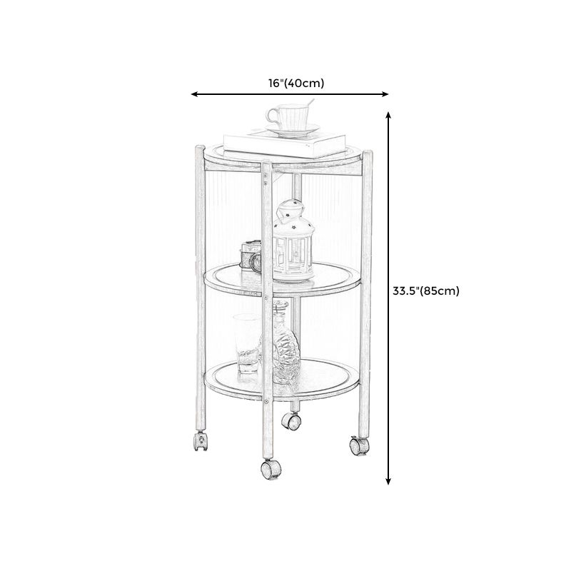 4 Legs End Table Wood Round Side End Table with Shelves for Living Room