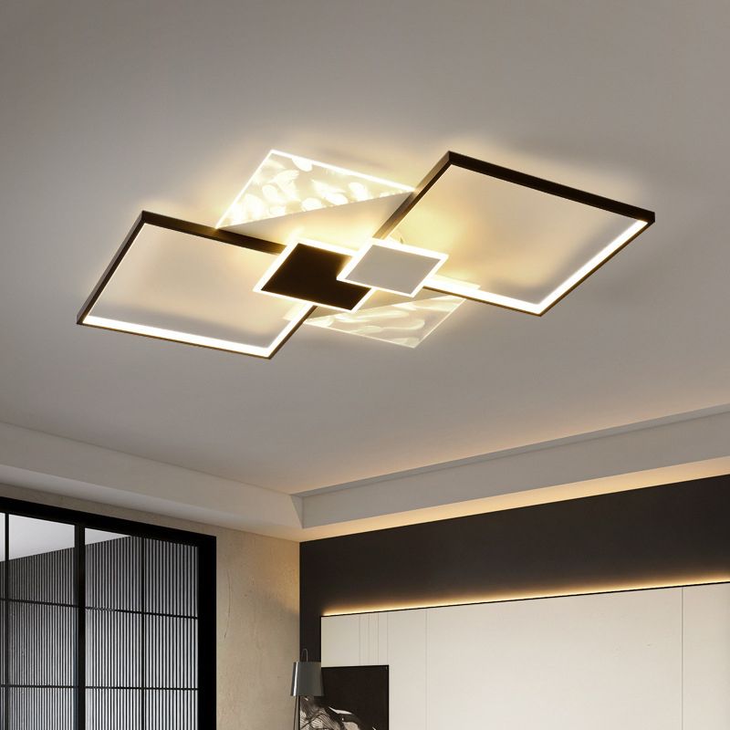 Metal Symmetric Flush Mount Lamp Simplicity LED Feather Ceiling Flush Light for Living Room