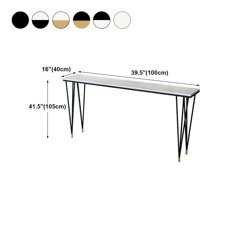 White and Black Glam Style Bar Table in Iron Top and Faux Marble Milk Tea Shop Bar Table