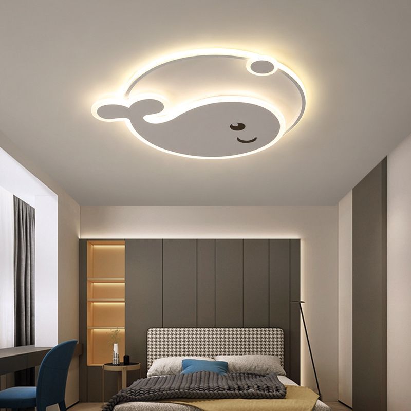 Whale Shape Flush Light Modern Style Metal 2 Light Flush Mount for Bedroom