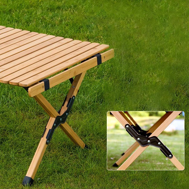 Contemporary Patio Table Rectangle Solid Wood Foldable Camping Table