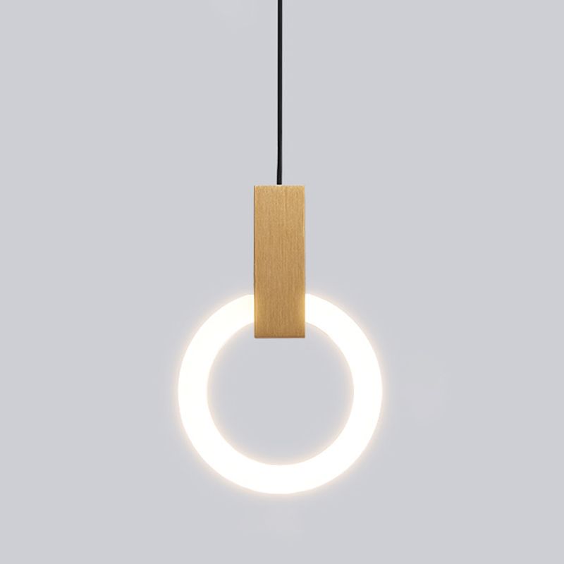 Ring Suspension Pendant Light Modern Style Metal LED White Pendant Ceiling Light