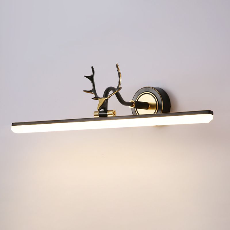 Elongated Vanity Wall Lights Vintage Simplicity Acrylic Wall Sconce with Antlers for Bathroom