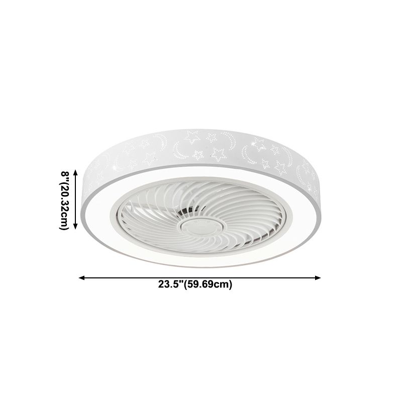 Round Bedroom Ceiling Fan Light Metal LED Simple Close to Ceiling Lighting