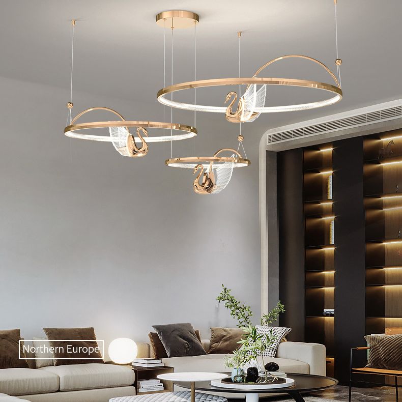 Tiered Metal Circle Ceiling Pendant Contemporary Ceiling Lighting Fixtures