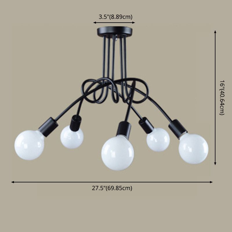 Wrought Iron Ceiling Light Minimalist  Elbow Home Dining Room Bedroom Study Aisle Creative Personality Industrial Style Lamps