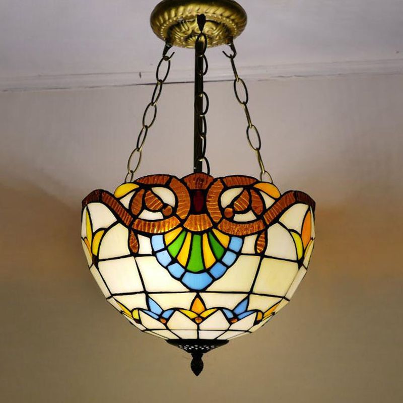 Dome Shape Semi Mount Lighting Stained Glass Baroque Flush Mount Ceiling Light Fixtures