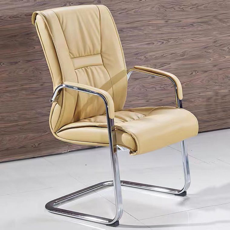 Padded Arms Leather Office Chair Upholstered Back Desk Chair