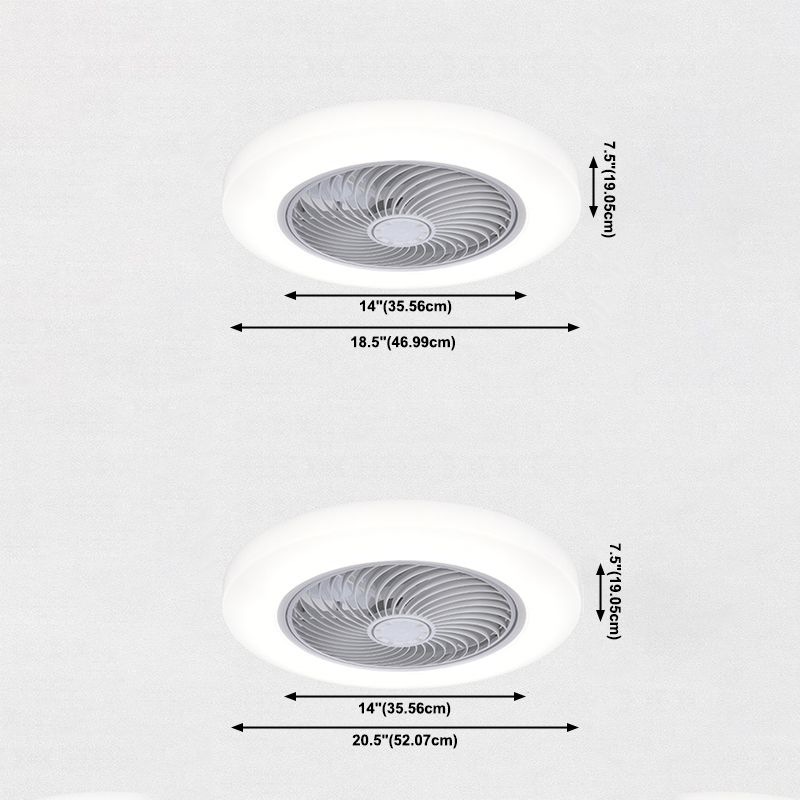 Ventiladores de techo LED blancos acrílicos en montura de lavado circular de hierro de estilo conciso moderno para dormitorio