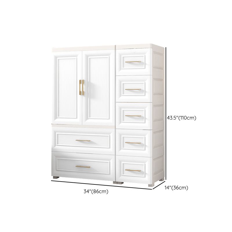 Modern Style Kid's Wardrobe White Plastic Wardrobe Closet for Bedroom