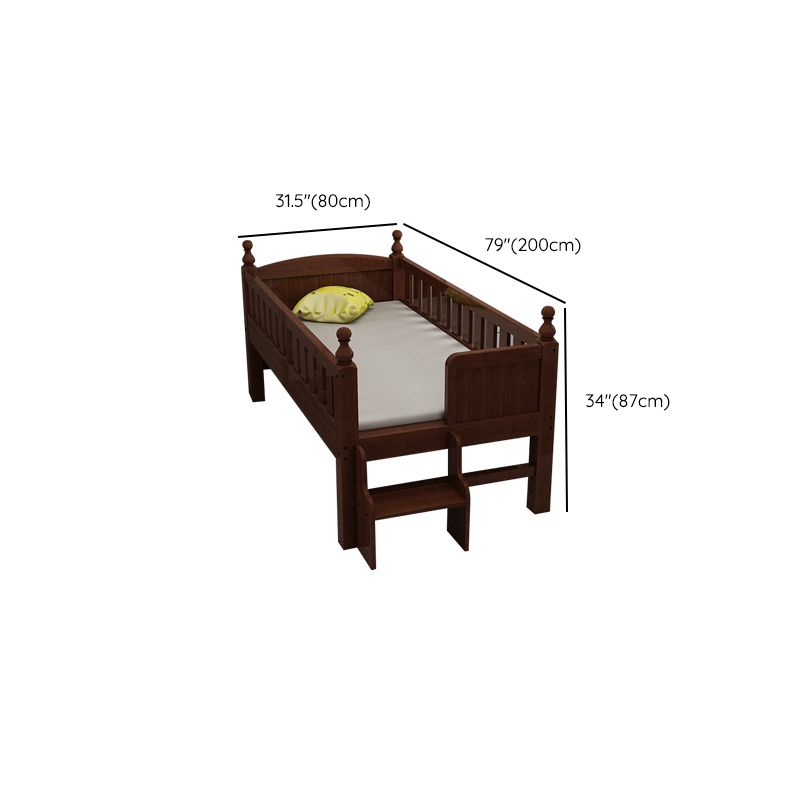 Traditional Nursery Crib Espresso Wood Nursery Bed with Guardrail