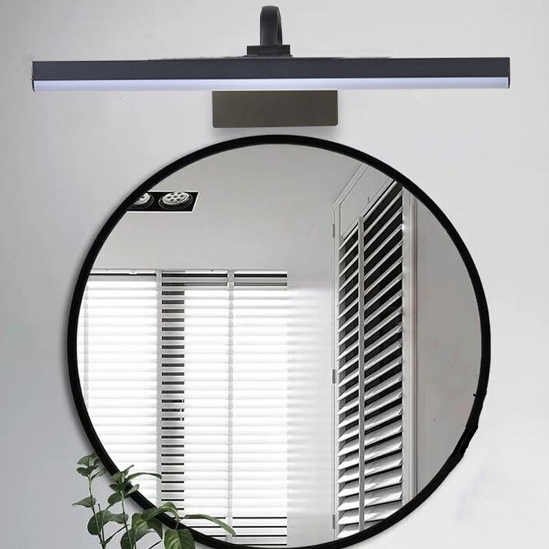 Linear Shape Metal Mirror Wall Lighting Modern 1 Light Mirror Wall Mount Fixture in Black