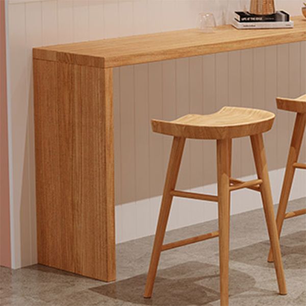 Contemporary Solid Wood Counter Table with Double Pedestal in Nature