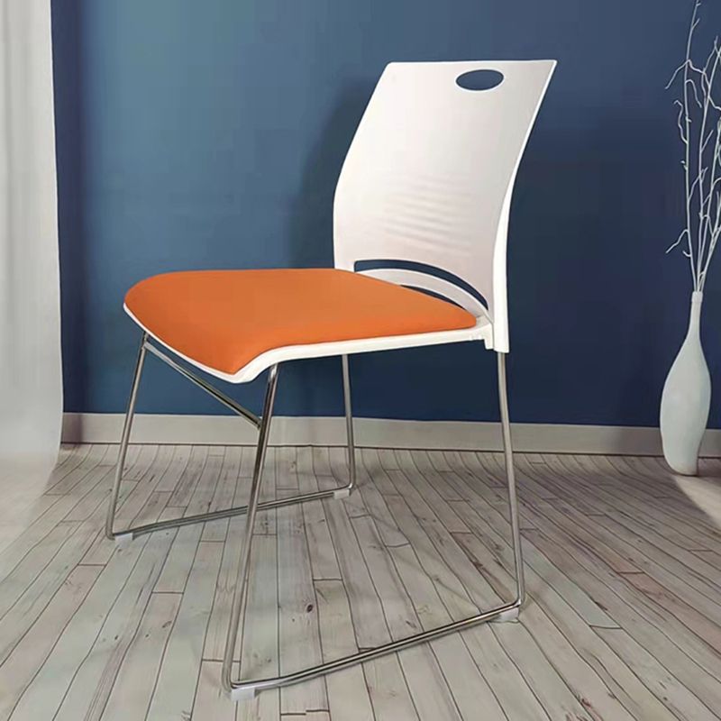 Armless Conference Chair with Chrome Frame Modern Office Chair with Metal Base