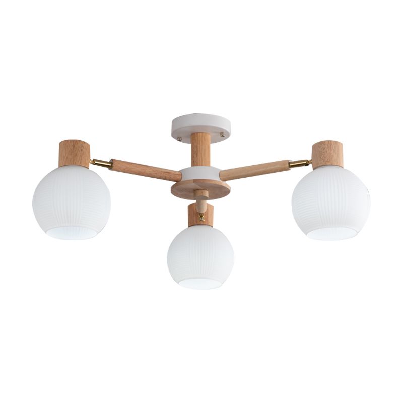 Modern Style Flush Mount Wood Ceiling Light in Brown for Living Room