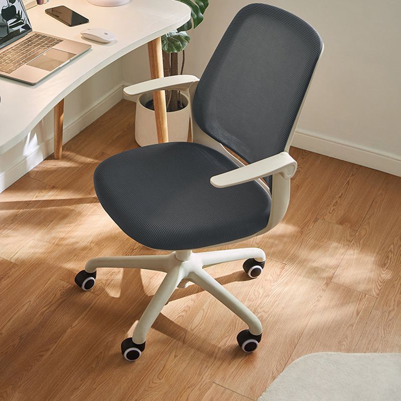 Deluxe Chair With Breathable AirGrid Back Fixed Arms White Frame Office Chair