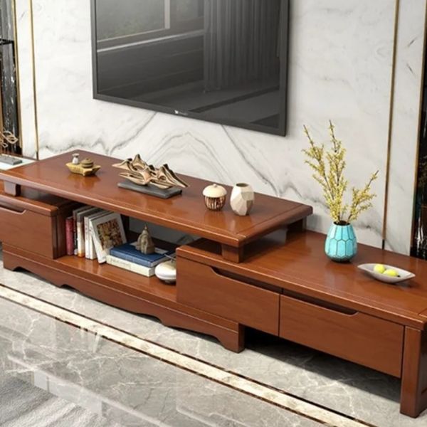 Engineered Wood TV Media Console Traditional TV Media Stand with Drawers