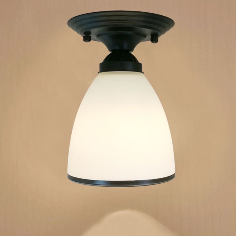 White Simplicity Ceiling Lamp Frosted Glass Shade Bedroom Lighting Fixture