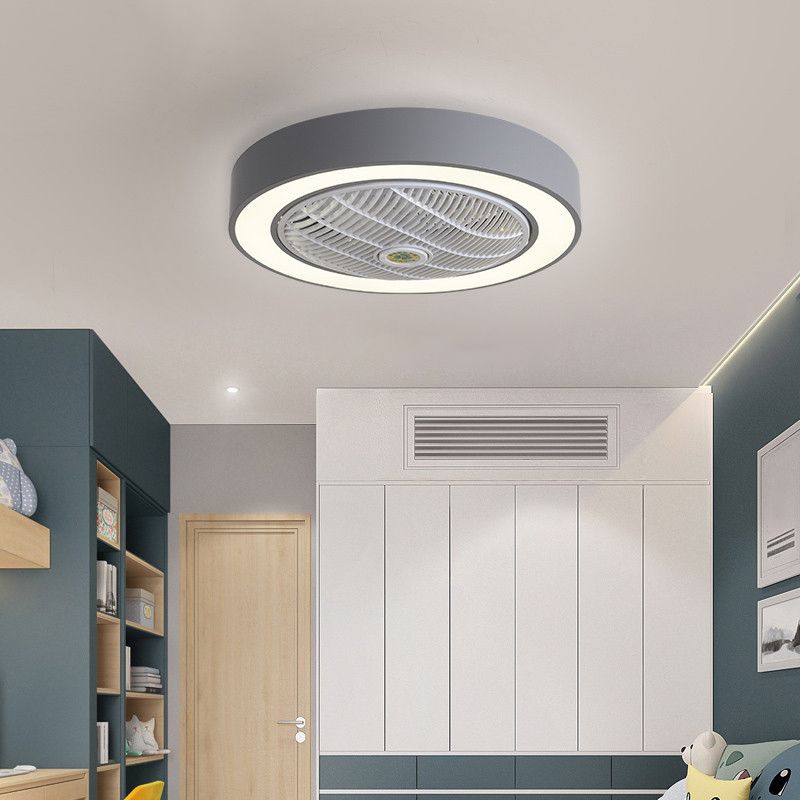 21.5 "W Nordic Round Ceiling Van Lighture Metal Kids Dormitorio LED Semi Flush Light con control remoto