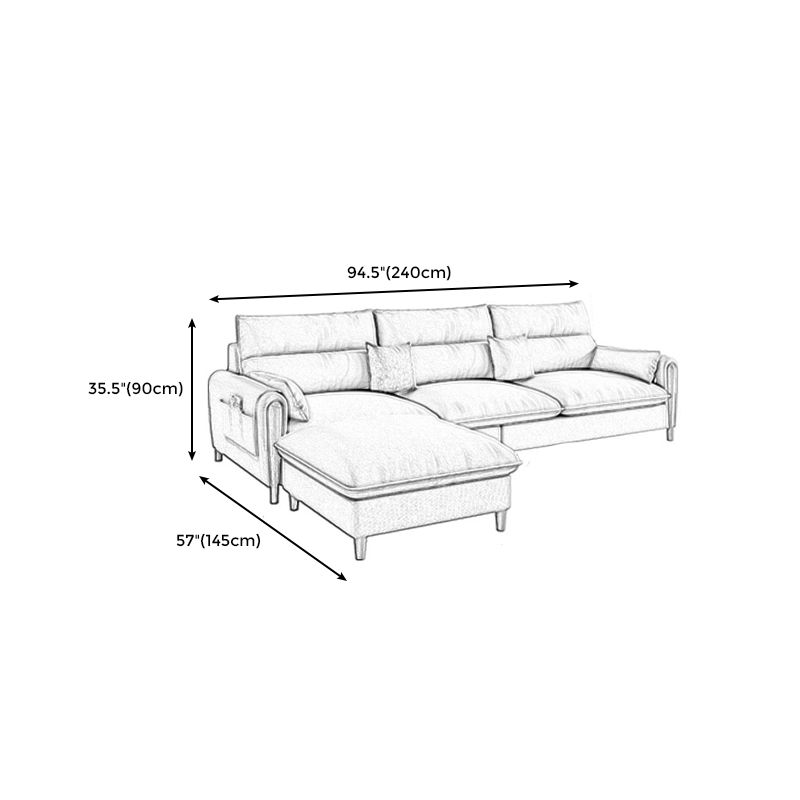 Modern Linen Sofa Cream Sectional with Removable Cushions for Apartment