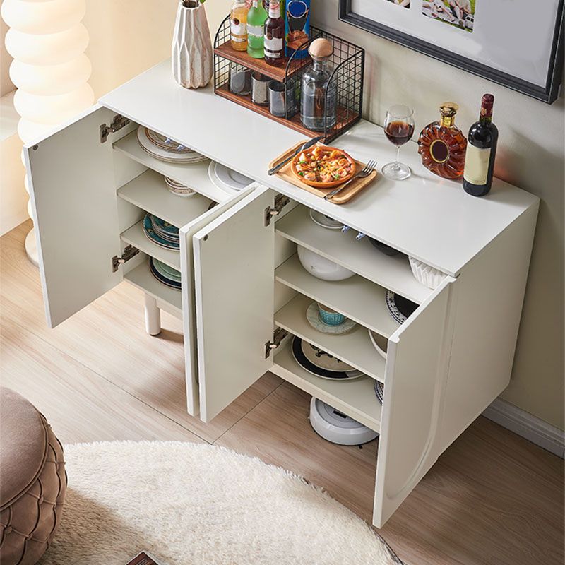 White Simple Style Sideboard Cabinet Engineered Wood Buffet Table