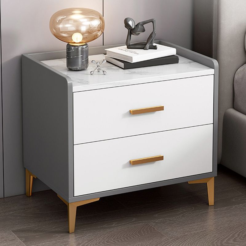 Contemporary Night Table Wooden Bedside Cabinet with 2 Drawers