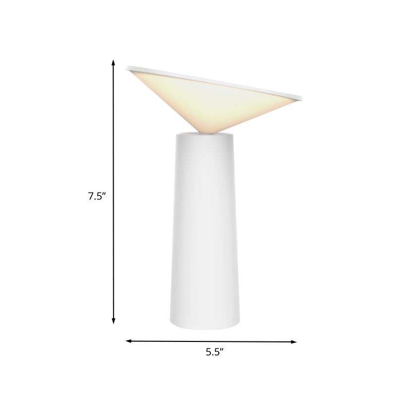 Modern LED Reading Book Light White Tower Metal Night Table Lamp with Plastic Shade