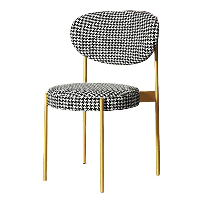 Glam Style Upholstered Dining Chair Open Back Dining Side Chair for Home