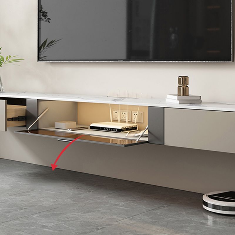 Modern Stone TV Stand Console Floating TV Media Stand with Drawers for Living Room