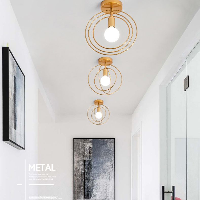 Rotatable Metal Frame Simplicity Ceiling Light Single Bulb Modern Style Aisle Lighting Fixture