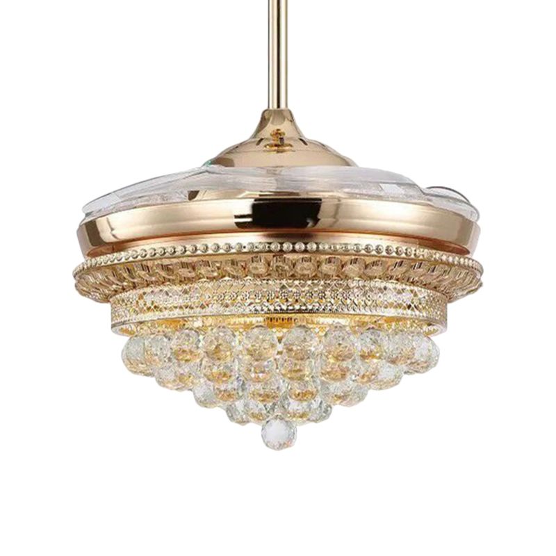 19 "W Gouden LED Conic Semi Flush Lamp Minimalisme Crystal Ball Hangende ventilator Verlichting armatuur