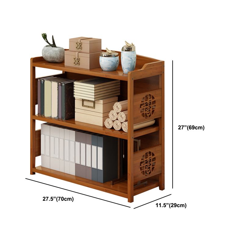 Contemporary Brown Book Shelf Office Open Shelf Bookcase with Drawers