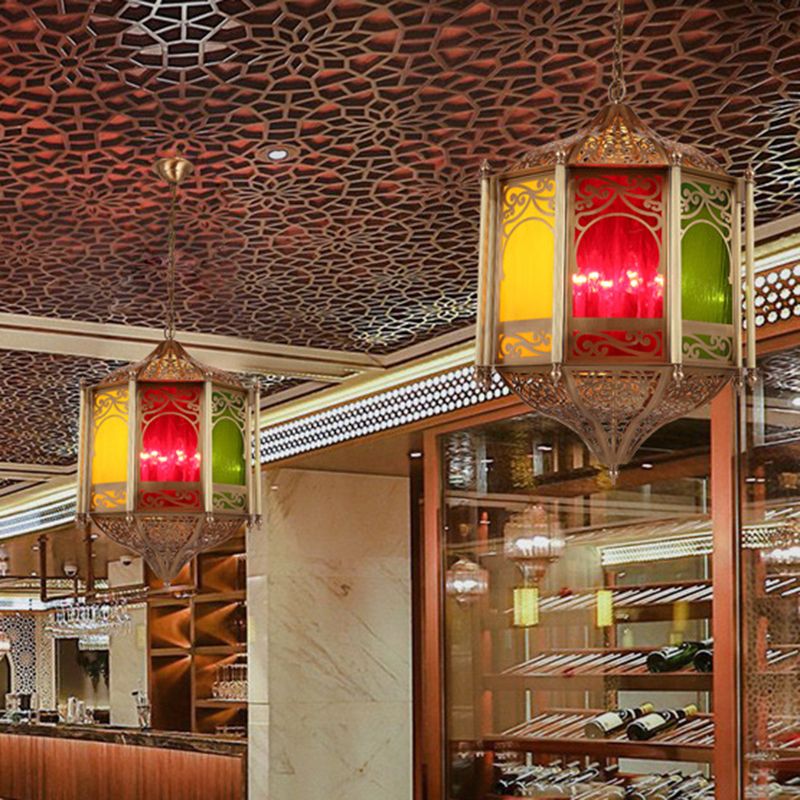 1 lampada da soffitto in metallo in metallo art deco ristorante esagonale sospeso lampada