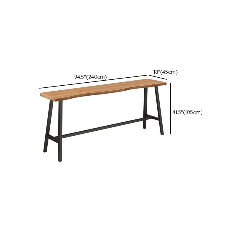 Contemporary Solid Wood Top Oval Trestle Bar Dining Table for Living Room