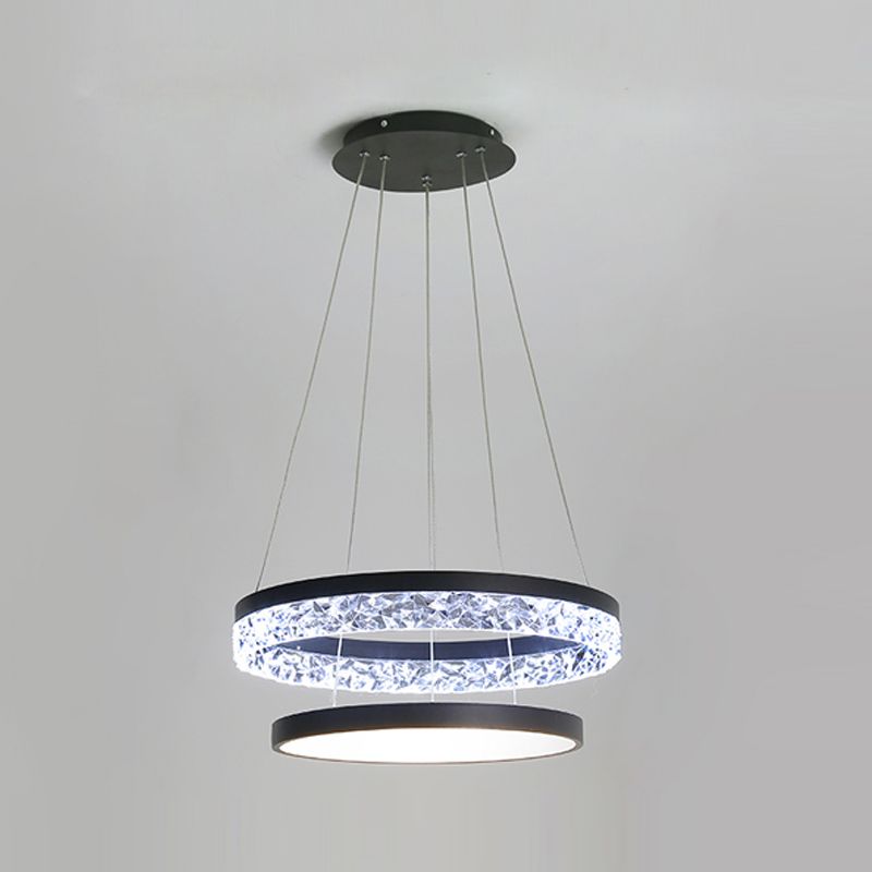 Modern Chandelier LED Hanging Pendant Light Fixture with Acrylic Shade for Living Room