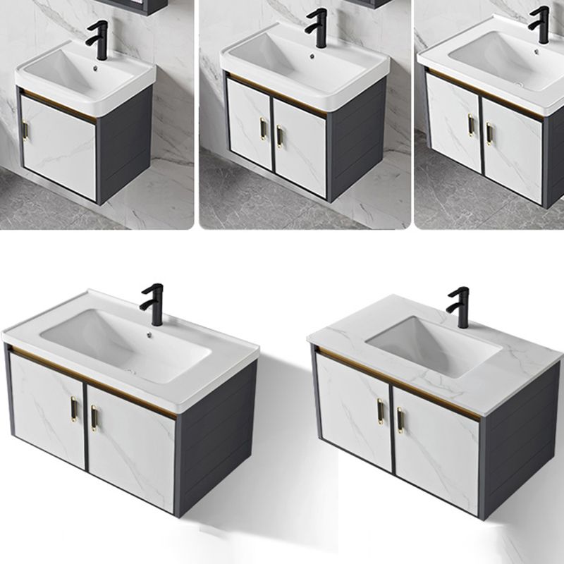 Sink Vanity Wall Mounted Mirror Drawers Ceramic Bathroom Vanity with Faucet