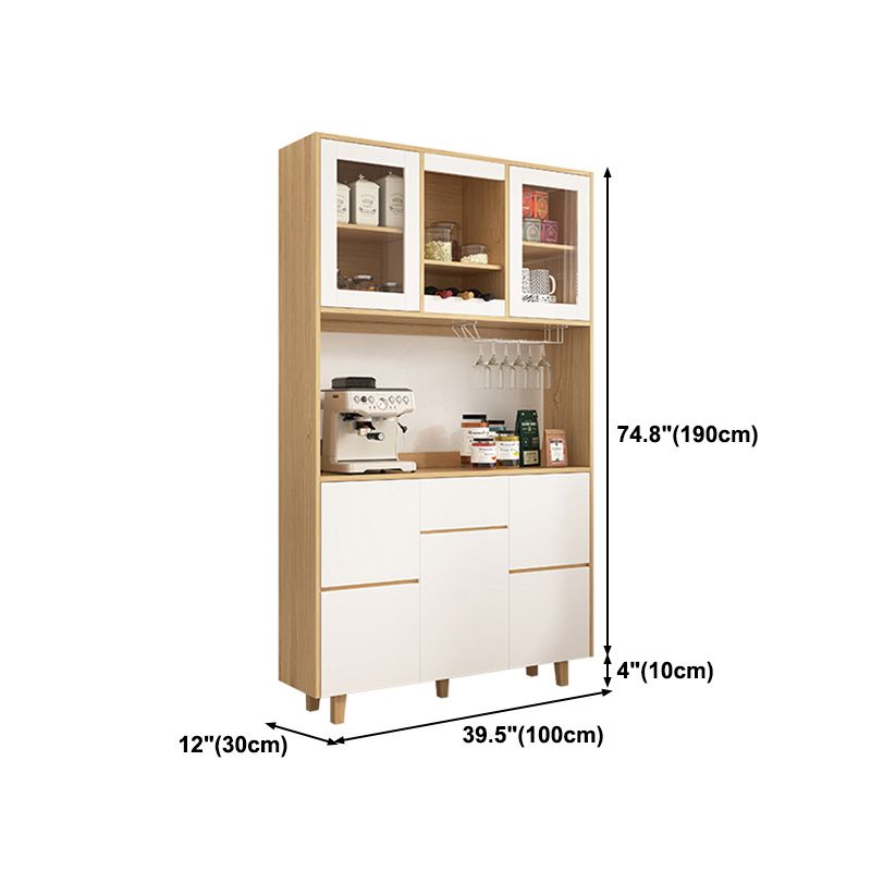 Dining Server Manufactured Wood and Solid Wood Kitchen Server with Doors