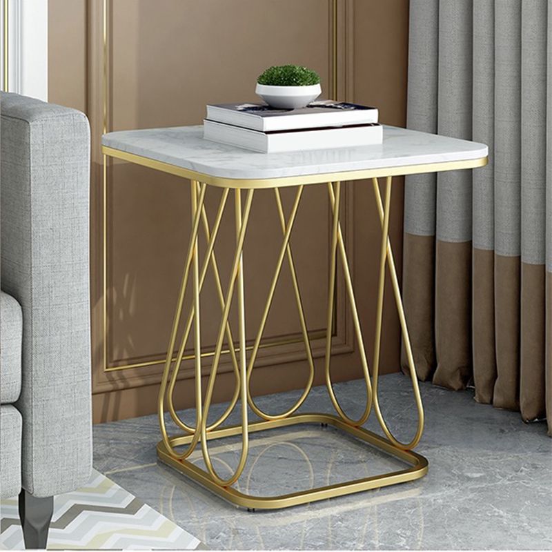 Frame Base Square in Shape with Rock Plate Mesa and Iron Art Side Table