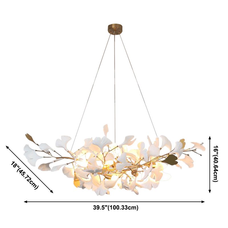 Firefly Island Pendant Light Modern Metal 10 Lights Dining Room Hanging Lamp in White