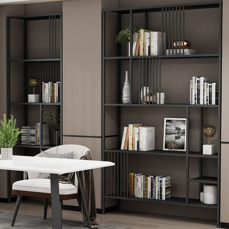 Metal Open Back Bookshelf Industrial Vertical Bookcase for Living Room