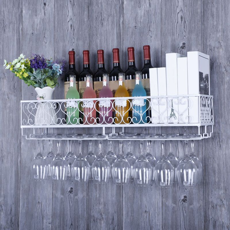 Metal Wall Mounted Wine Glass Stemware Rack Holder Industrial Wine Holder