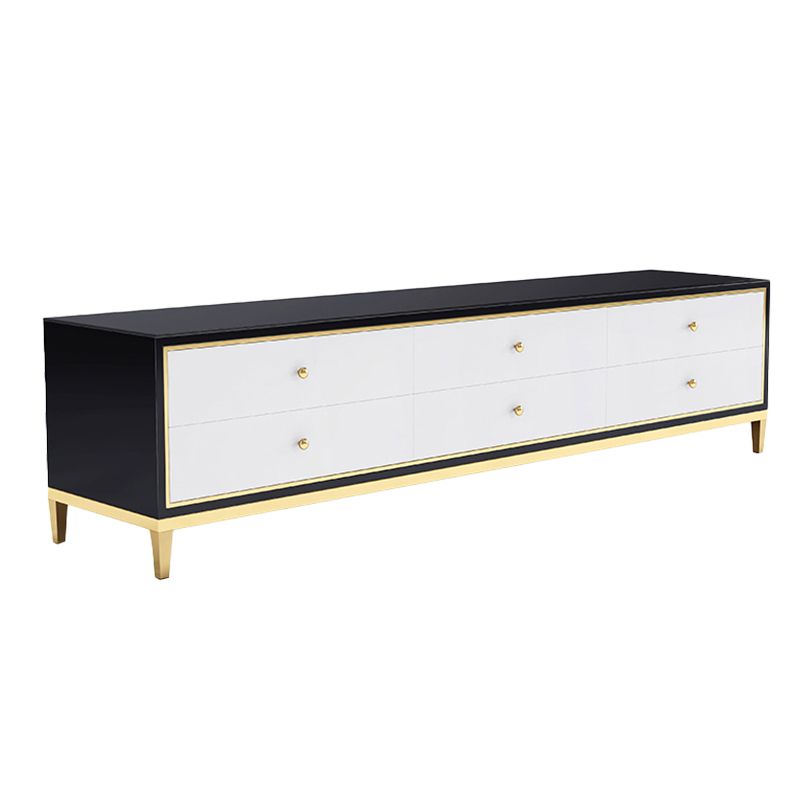 Glass Media Console Glam Media Console TV Stand with Drawers