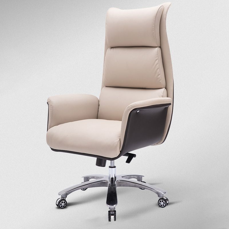 Modern Armless Office Chair Leather No Distressing Ergonomic Desk Chair with Wheels