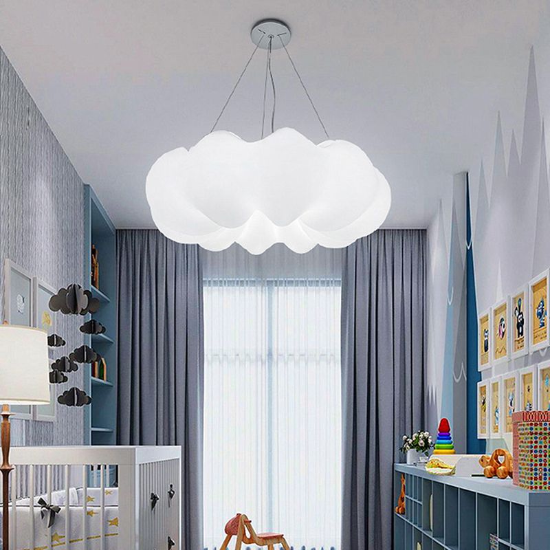 Cloud Hanging Ceiling Light Minimalist Plastic LED Bedroom Suspension Lighting in White