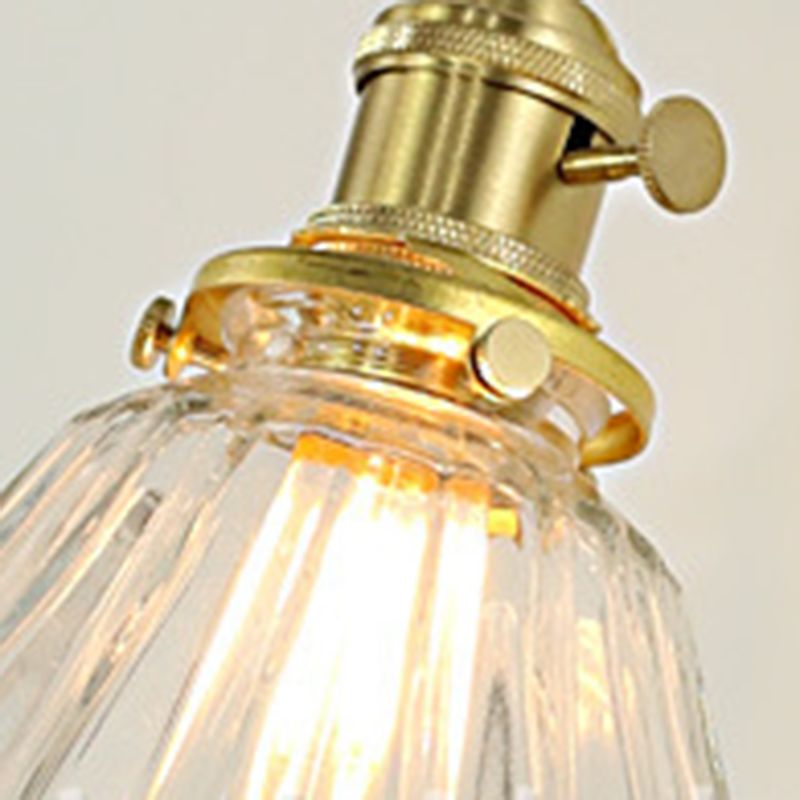 Brass Sconce Modern Style Wall Light Clear Glass 1 Light Wall Sconce for Bathroom