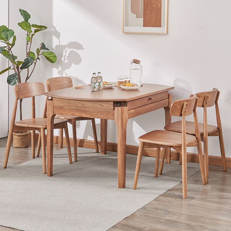 Juego de comedor moderno Madera sólida Redonda 4 patas Base de la base de comedor extensible